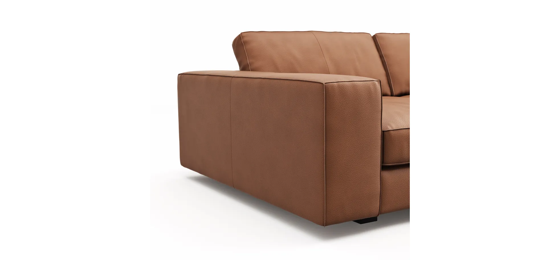 Sofa Aprino 1 - 3,5-Sitzer XXL, Dickleder, Cognac, Armlehne Block breit