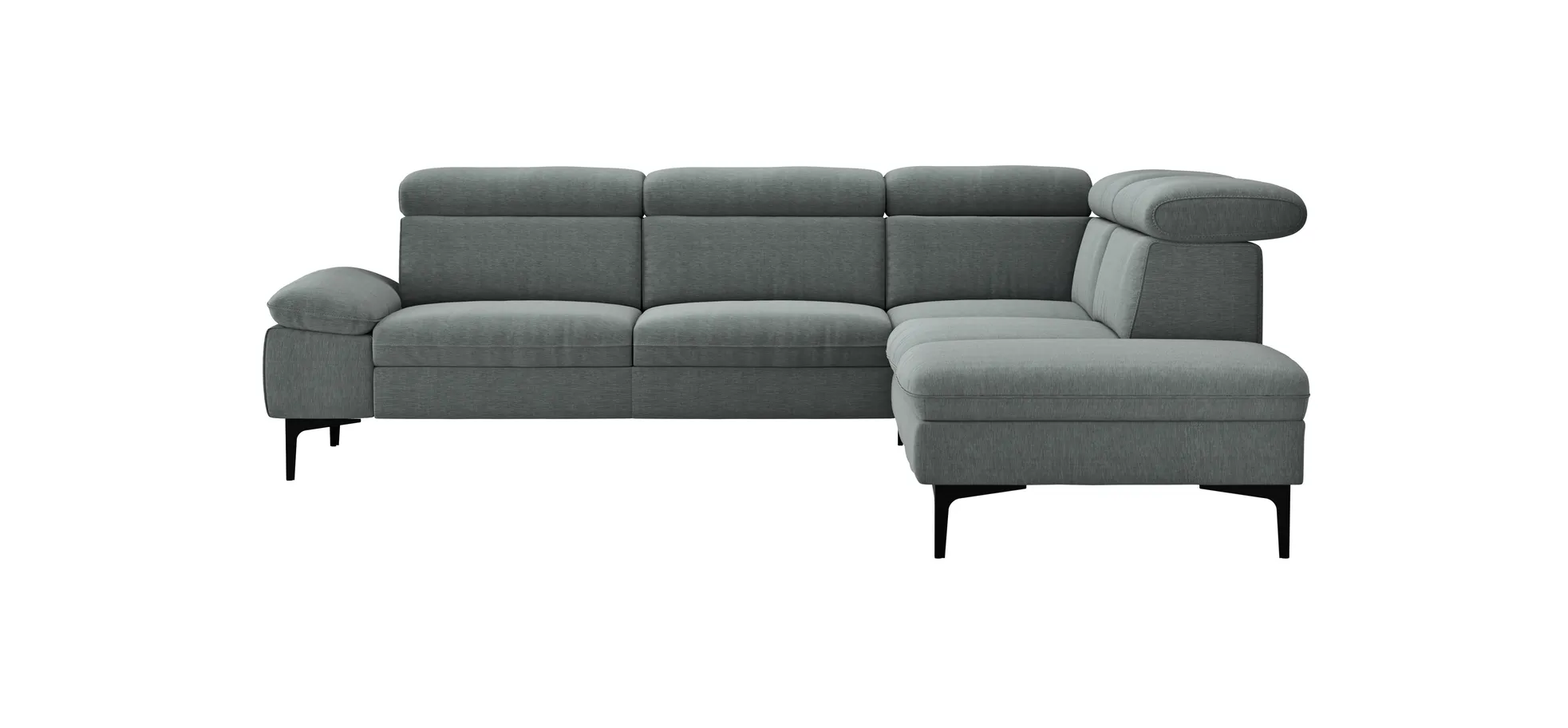 Ecksofa Felipa - 2,5-Sitzer mit Ecke rechts inkl. Kopfteil verstellbar, Stoff, Grau 105051