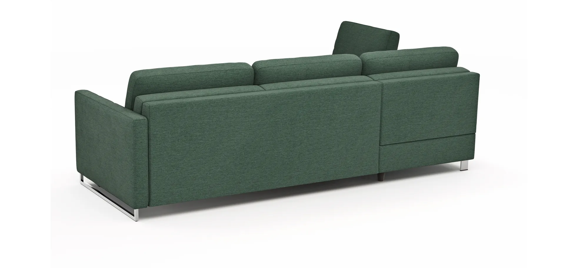 Ecksofa Nuoro - Longchair links mit 2-Sitzer inkl. Schlaffunktion und Bettkasten, Stoff, Dunkelgrün