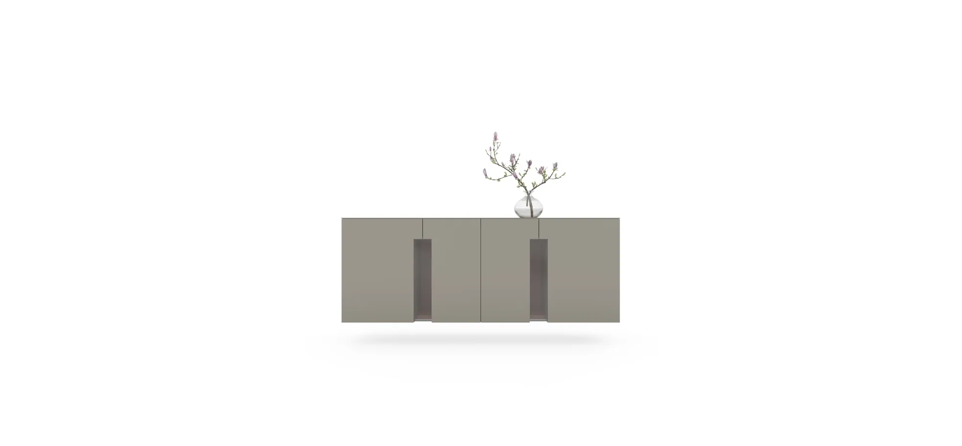 Sideboard 3900 -  Hängend inklusive Beleuchtung, Lack matt, Hellgrau
