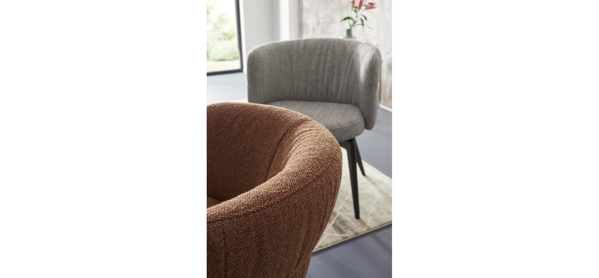 Armlehnstuhl Milana - Stoff, Cognac