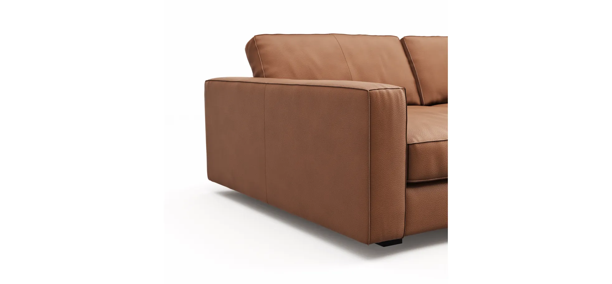 Sofa Aprino 2 - 3,5-Sitzer XXL, Dickleder, Cognac, Armlehne Block schmal