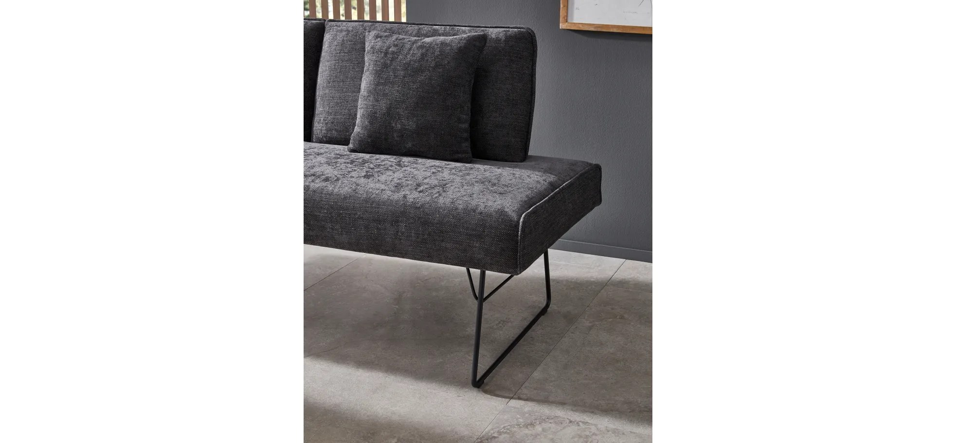 Polsterbank Elda - Breite ca. 184 cm, Stoff, Anthrazit