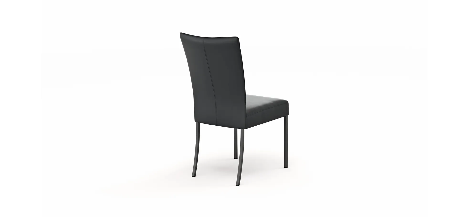 Stuhl Penthouse - Leder, Schwarz, 4 Fuß, Metall, Schwarz