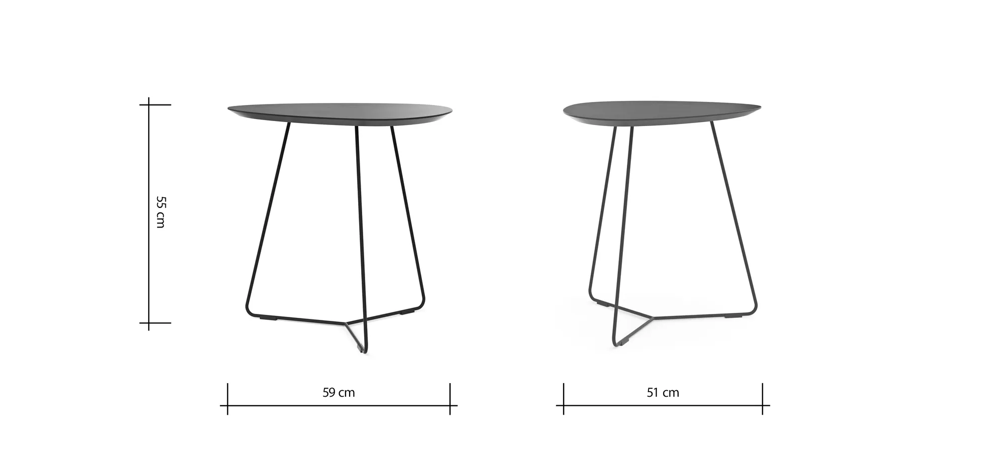 Ecktisch Fano - LBH ca. 59x50x55 cm, Fenix, Aubergine
