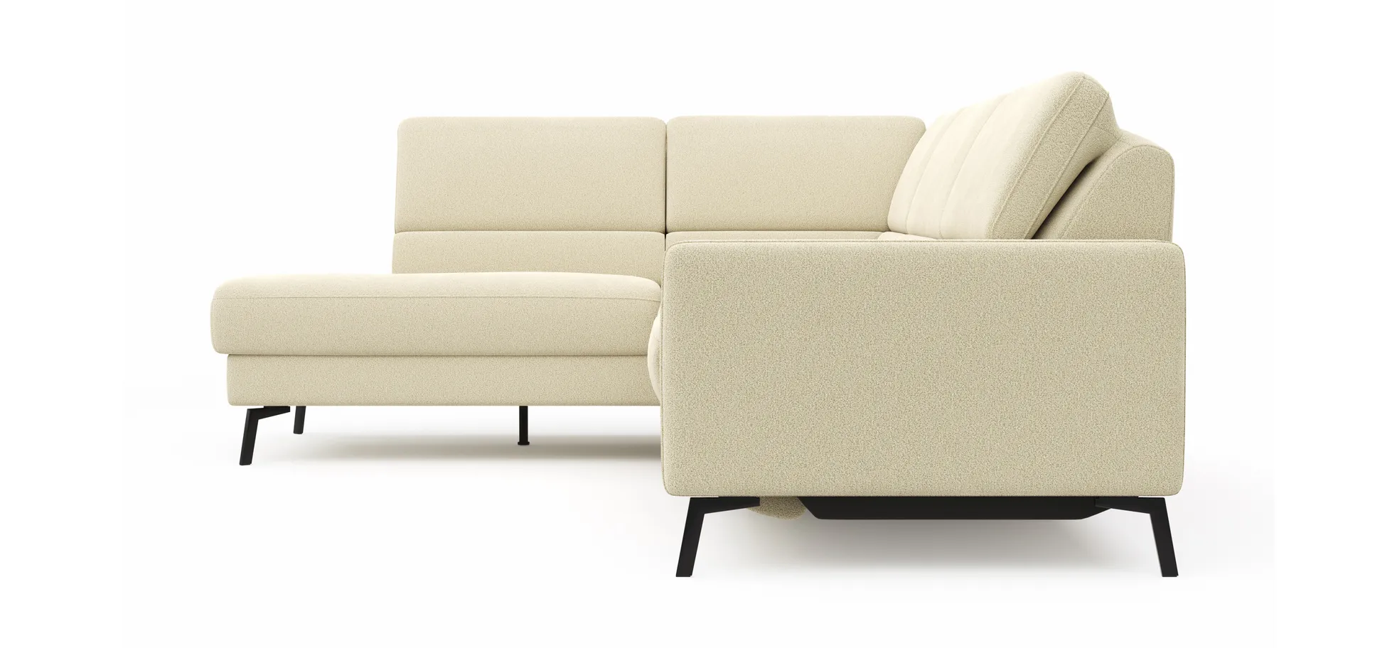 Ecksofa Valera - Ecke mit 3-Sitzer rechts inkl. Rückenlehne verstellbar und Relaxfunktion motorisch, Stoff, Natur