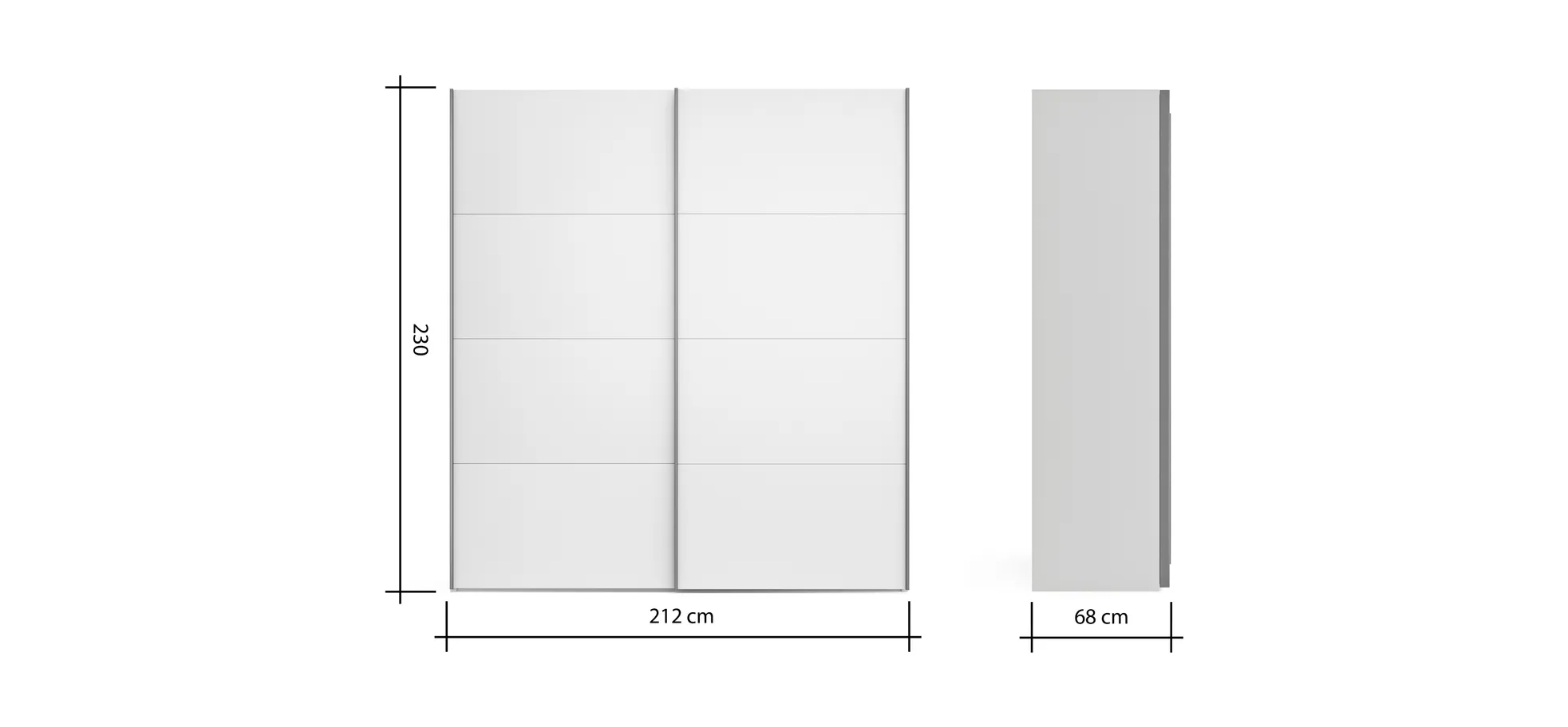 Schwebetürenschrank Viana - B ca. 212 cm, Lack, Steingrau
