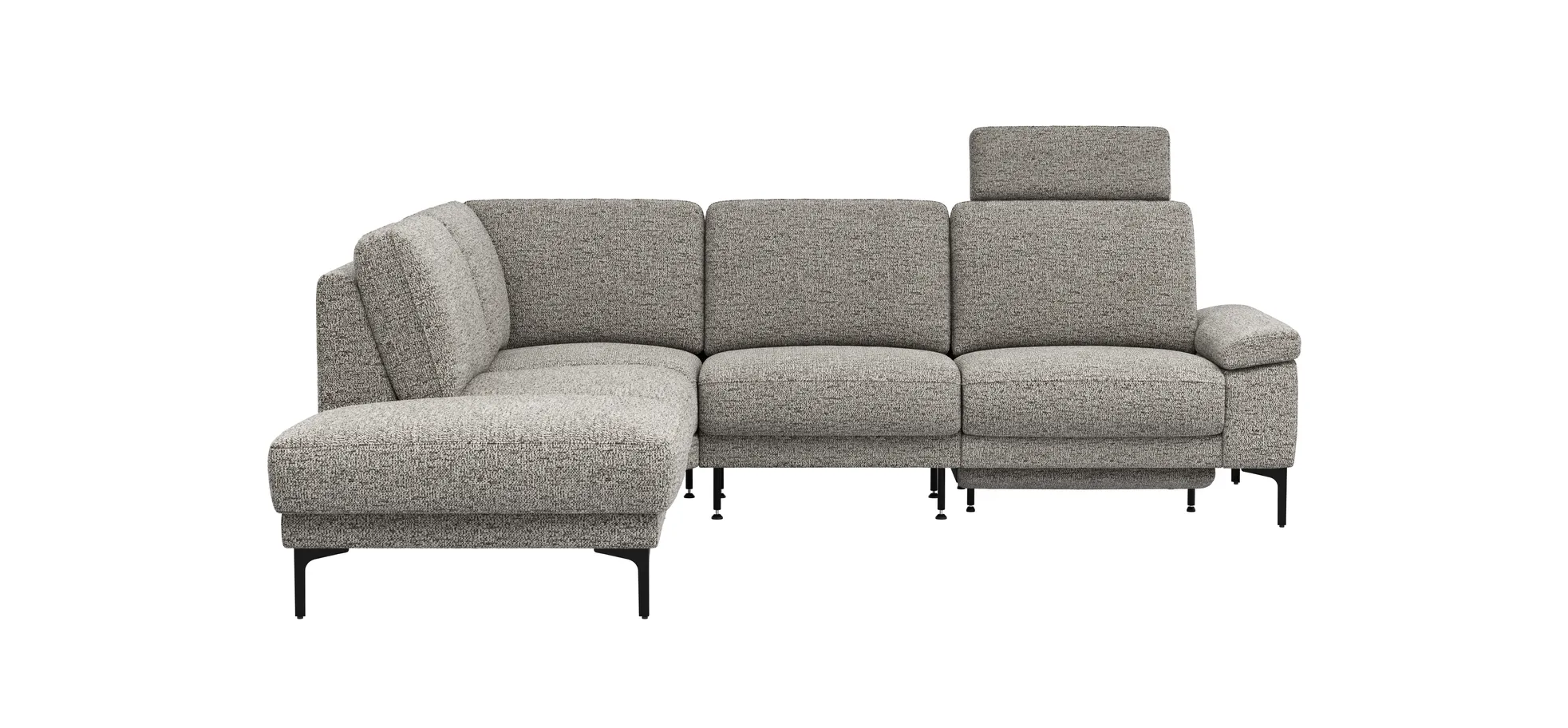Ecksofa Matero - Ecke mit 2-Sitzer rechts inkl. Relaxfunktion motorisch und Sitzvorzug, Stoff, Graubeige 201840