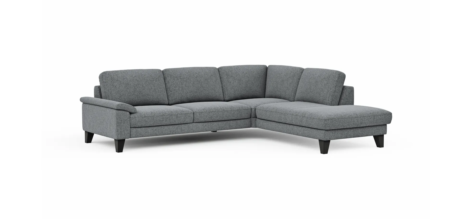 Ecksofa Oviedo - 2,5-Sitzer mit Ecke rechts inkl. Drehsitz, Stoff, Grau
