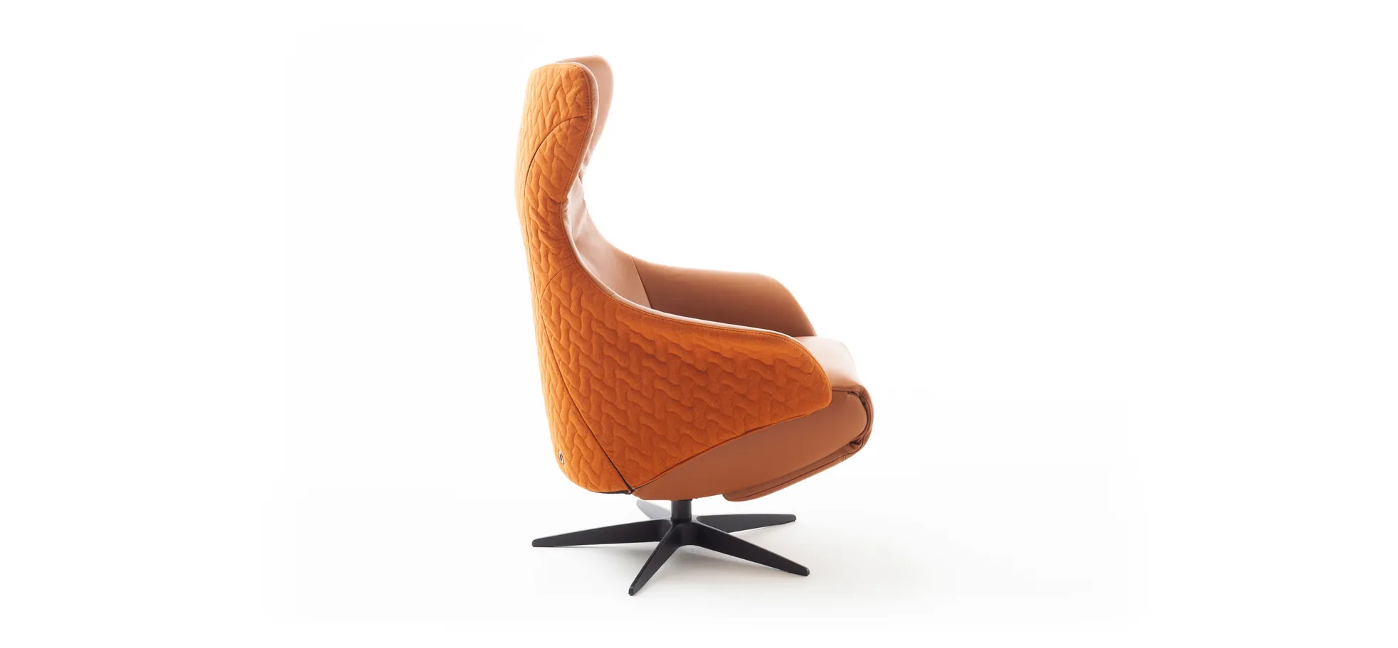 Relaxseessel Follina - Relaxfunktion (motorisch), Leder, Stoff, Cognac
