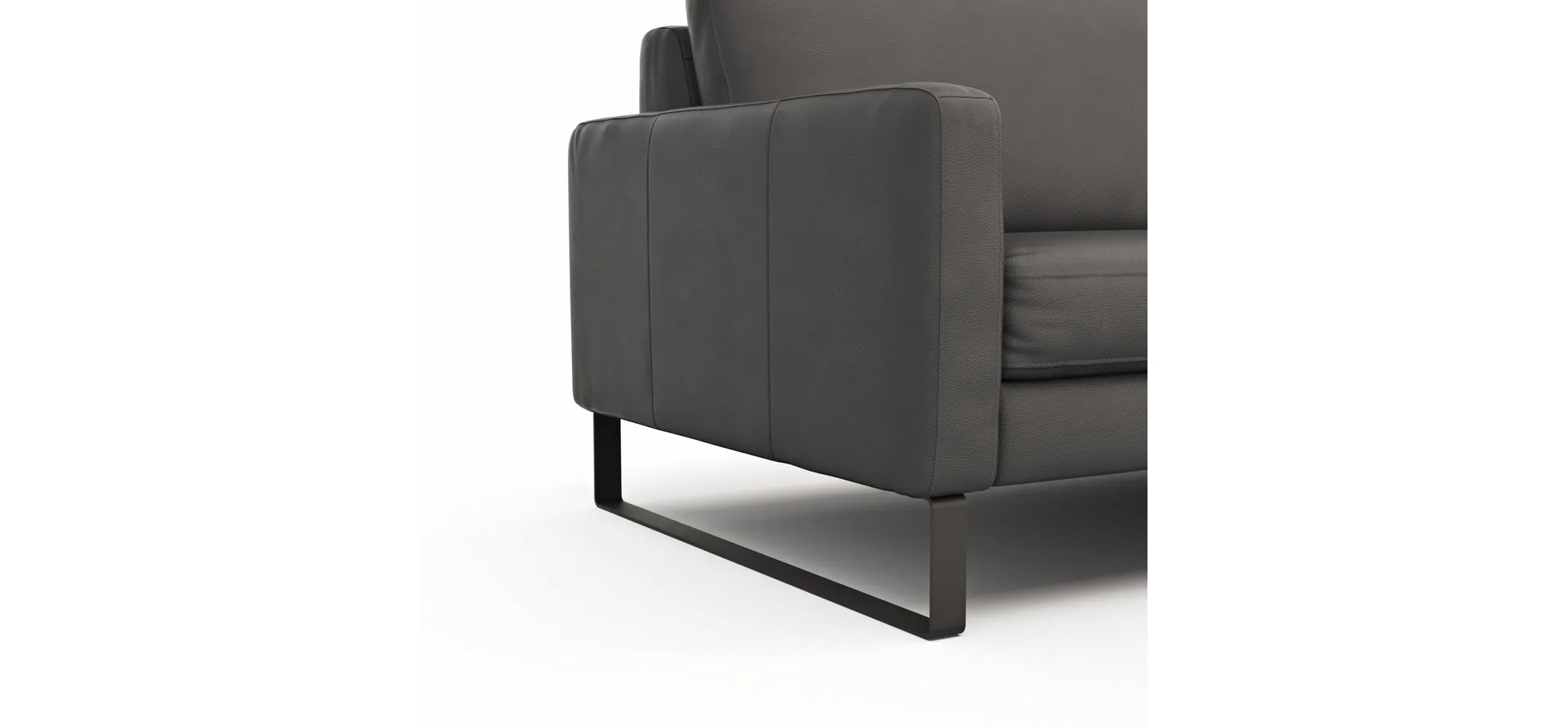 Sofa Enna - 3,5-Sitzer, Leder, Anthrazit