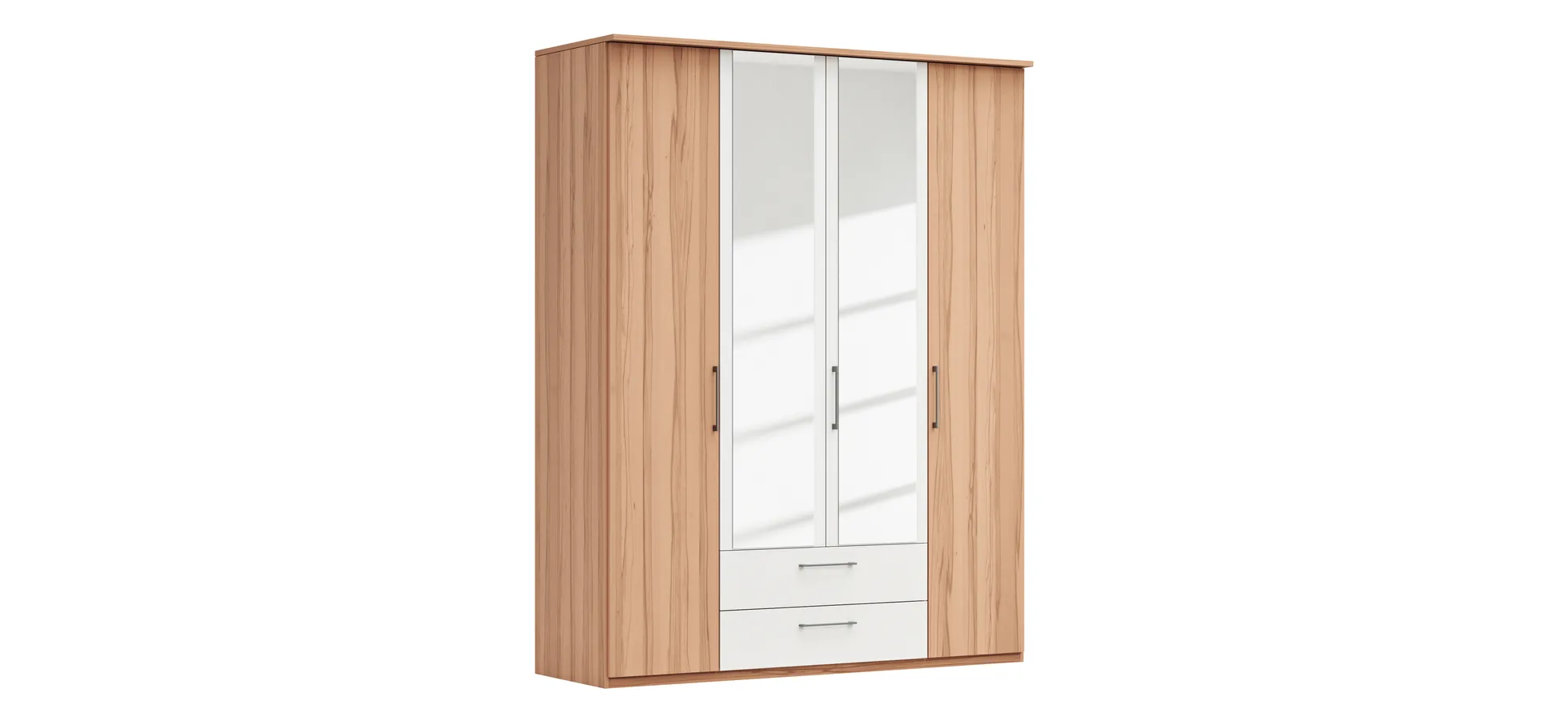 Drehtürenschrank Viana - B. ca. 180 cm, Furnier, Kernbuche, Weiß 106202