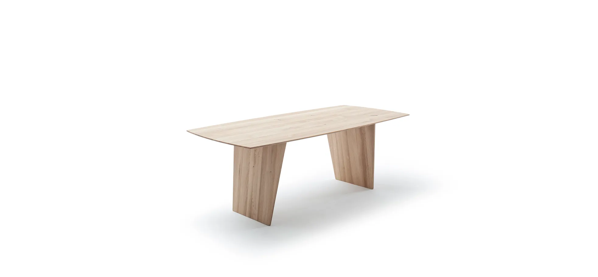 Esstisch 3100 - LB ca. 220x100 cm, Asteiche Bianco massiv, Holzwange