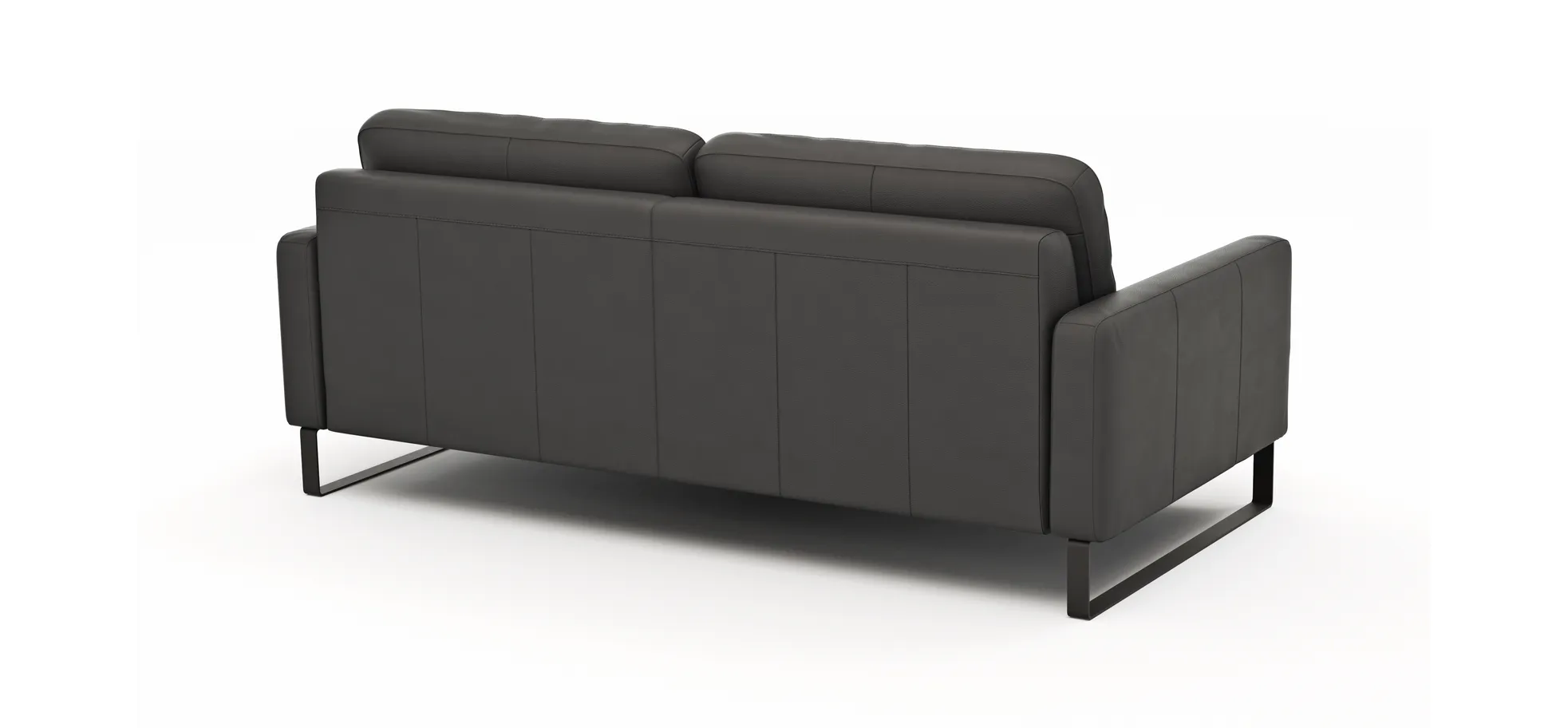 Sofa Enna - 3,5-Sitzer, Leder, Anthrazit
