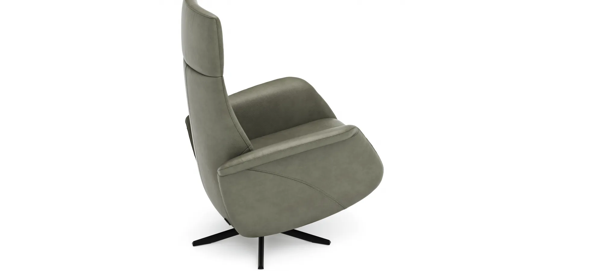 Sessel Girona - Relaxfunktion (motorisch), Leder, Moos