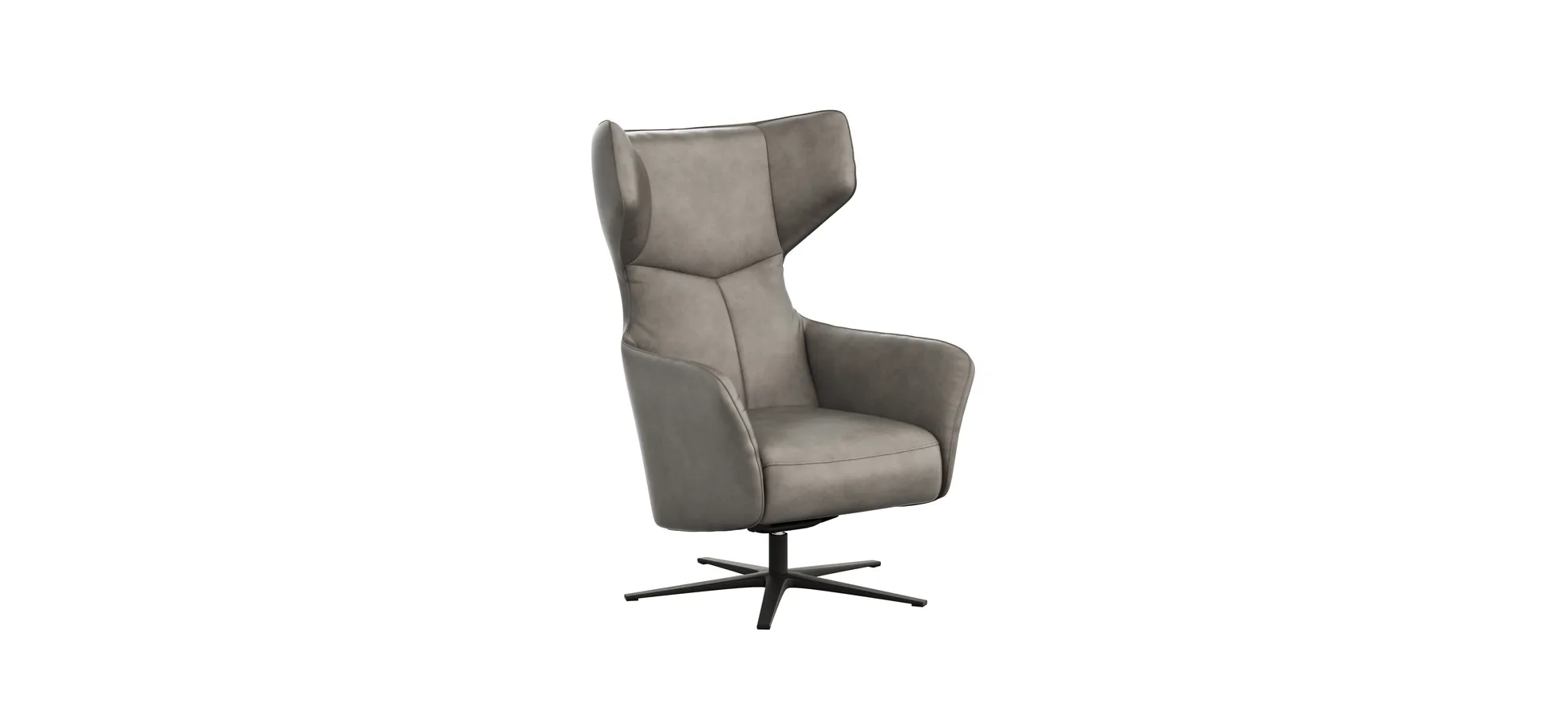 Sessel Noto Relax II - Rückenlehne verstellbar, Leder, Eisengrau 120494