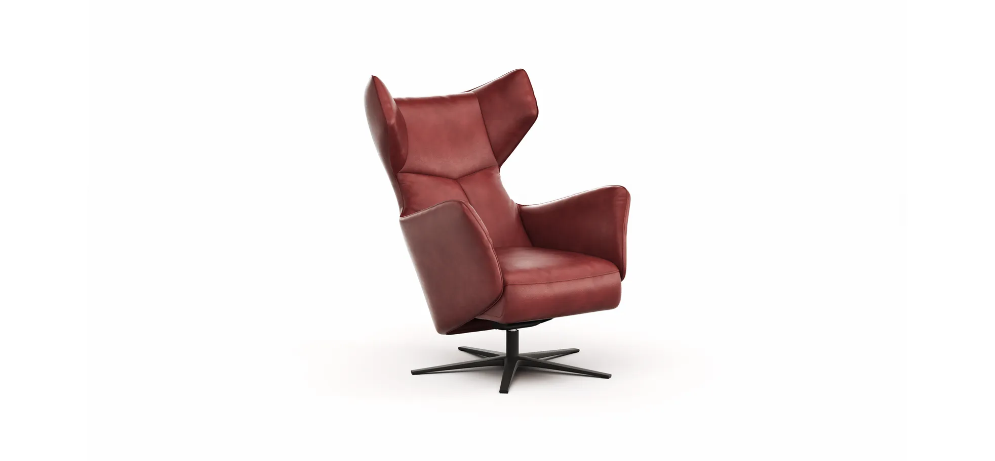 Sessel Noto Relax II - Rückenlehne verstellbar, Leder, Burgund