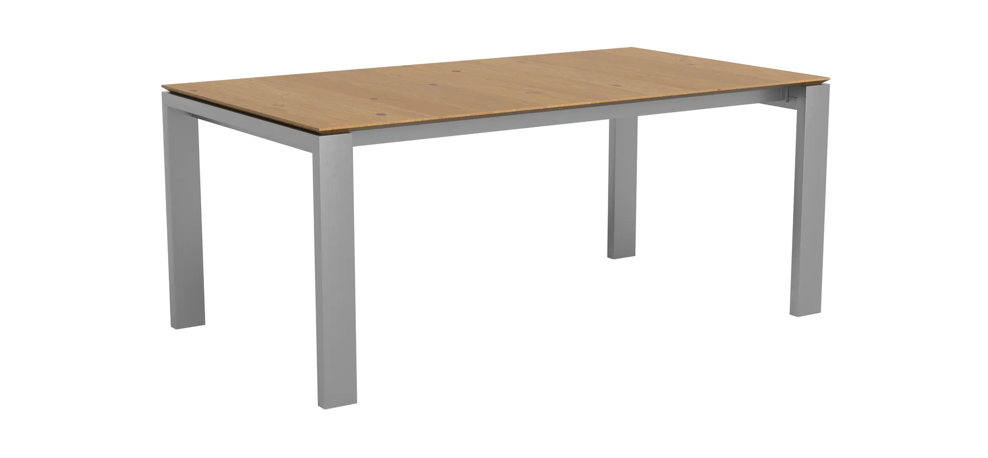 Esstisch 3400 - LB ca. 180x100 cm, ausziehbar, Asteiche massiv, 4-Fuss, Edelstahl 208322