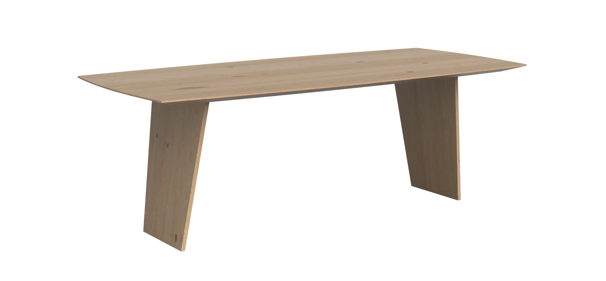Esstisch 3100 - LB ca. 220x100 cm, Asteiche Bianco massiv, Holzwange 115407