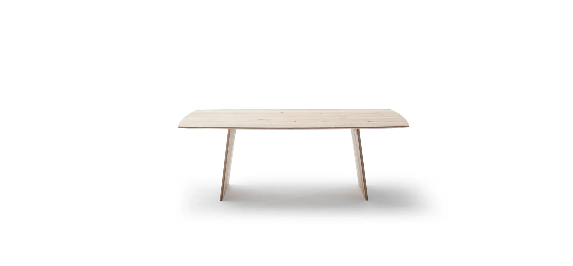 Esstisch 3100 - LB ca. 220x100 cm, Asteiche Bianco massiv, Holzwange