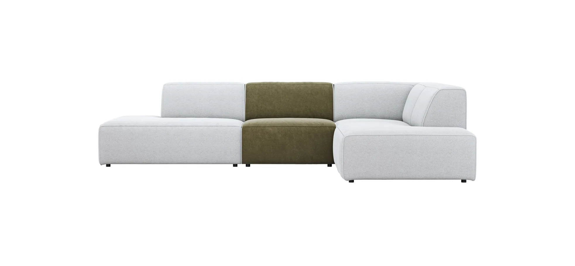 Ecksofa Elementos - Abschlusselement mit 1-Sitzer und Ecke rechts, Stoff, Hellgrau 1050766