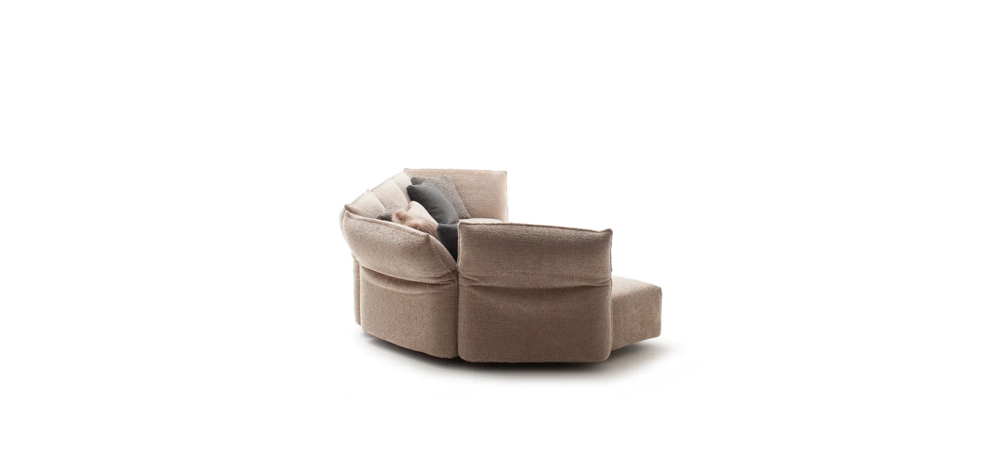 Trapezsofa Motone - Ecke links mit 2-Sitzer, Stoff, Beige