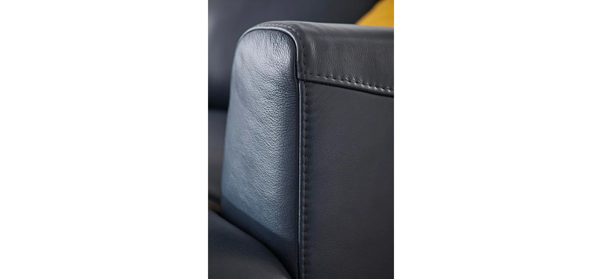 Ecksofa Oviedo - 2-Sitzer mit Ecke rechts, Leder, Dunkelblau