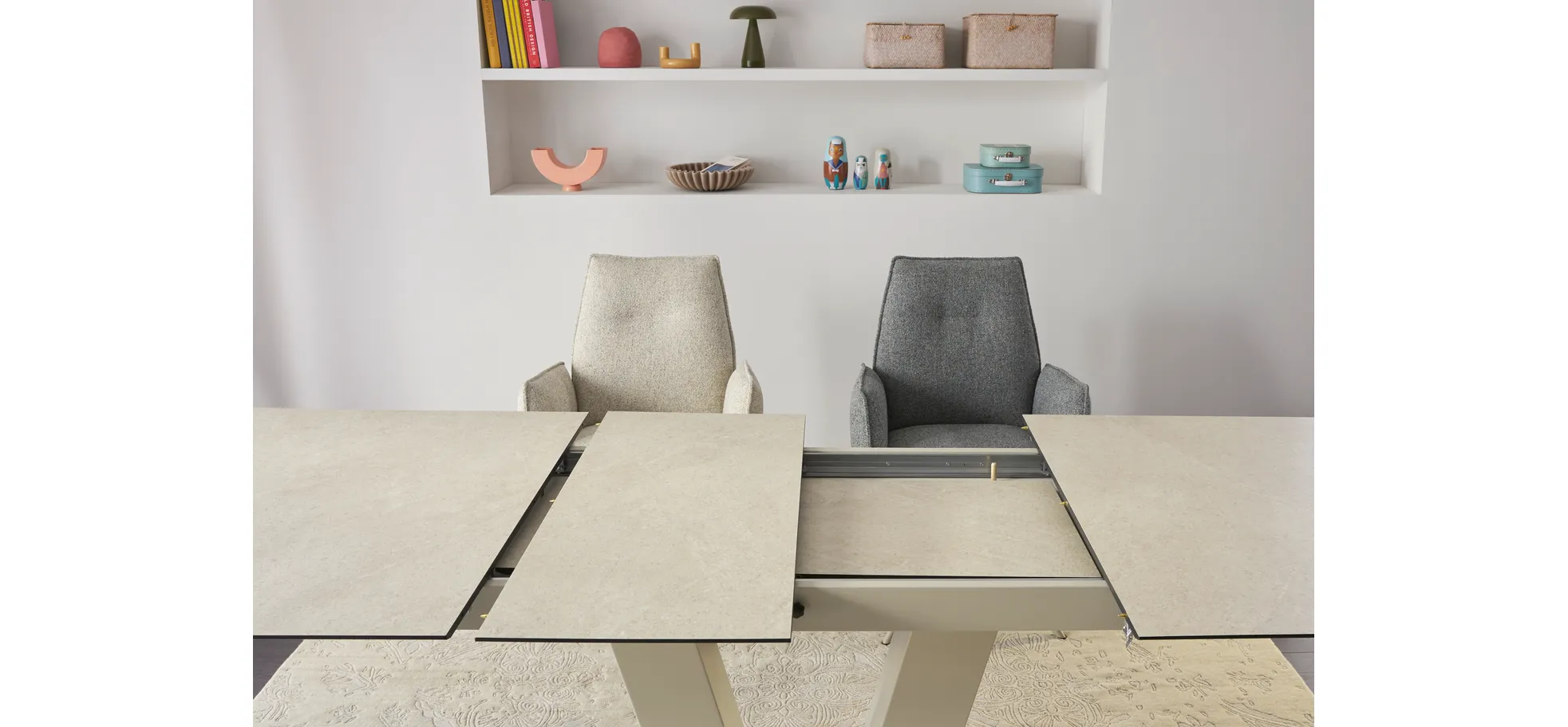 Esstisch Dinner - ausziehbar, LB ca. 160x 90 cm, HPL, Sand