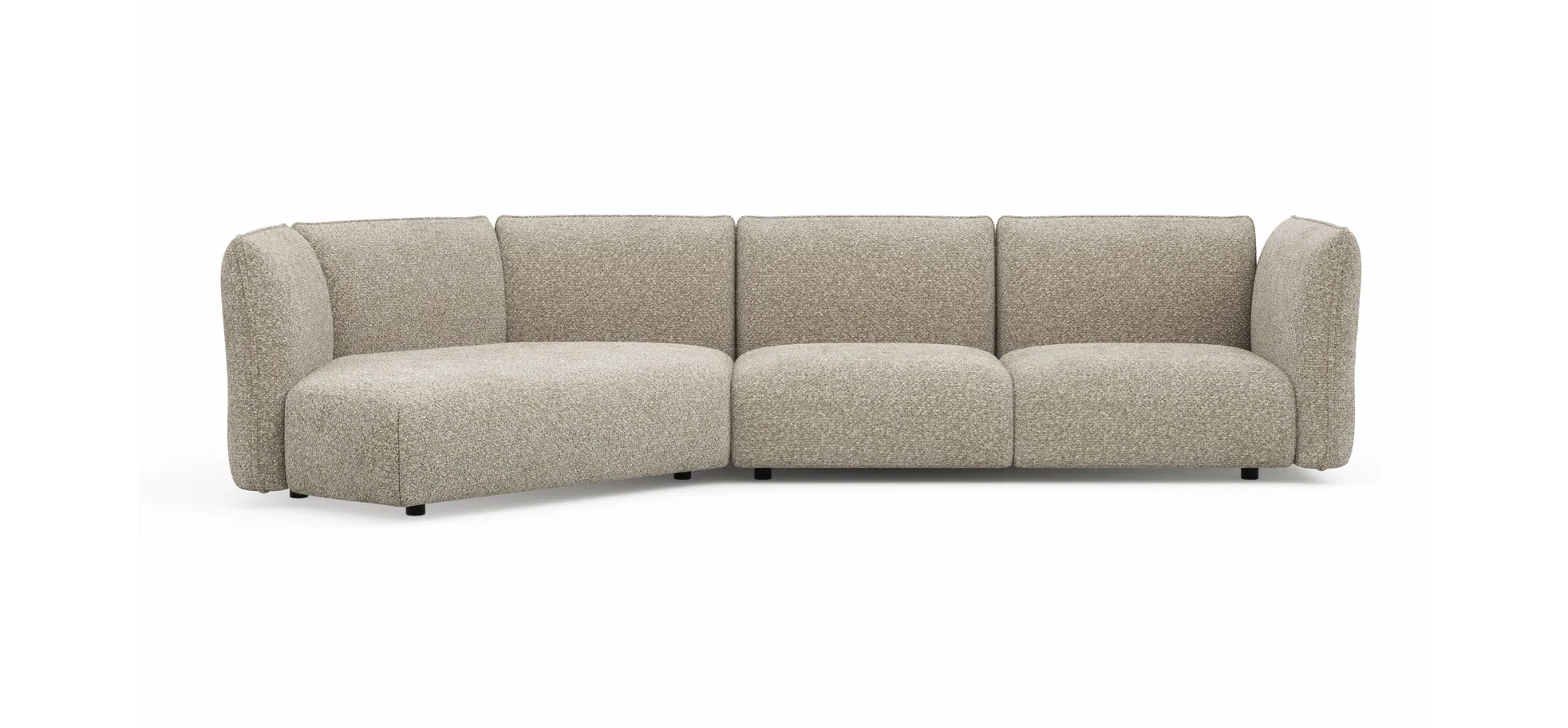 Trapezsofa Motone - Ecke links mit 2-Sitzer, Stoff, Beige