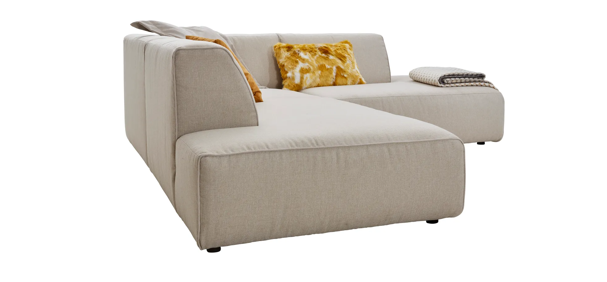 Ecksofa Elementos - Ecke links mit 2,5-Sitzer, Stoff, Natur