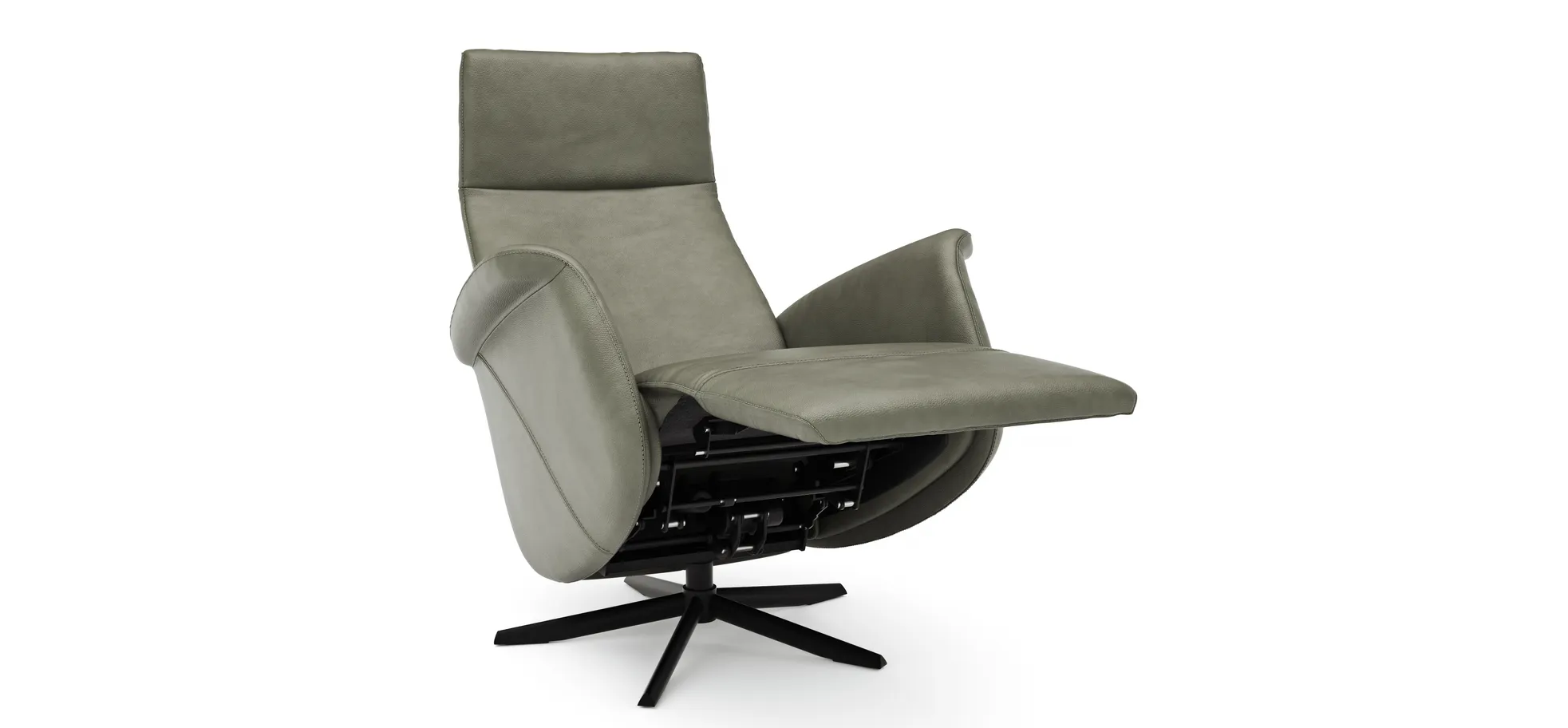 Sessel Girona - Relaxfunktion (motorisch), Leder, Moos