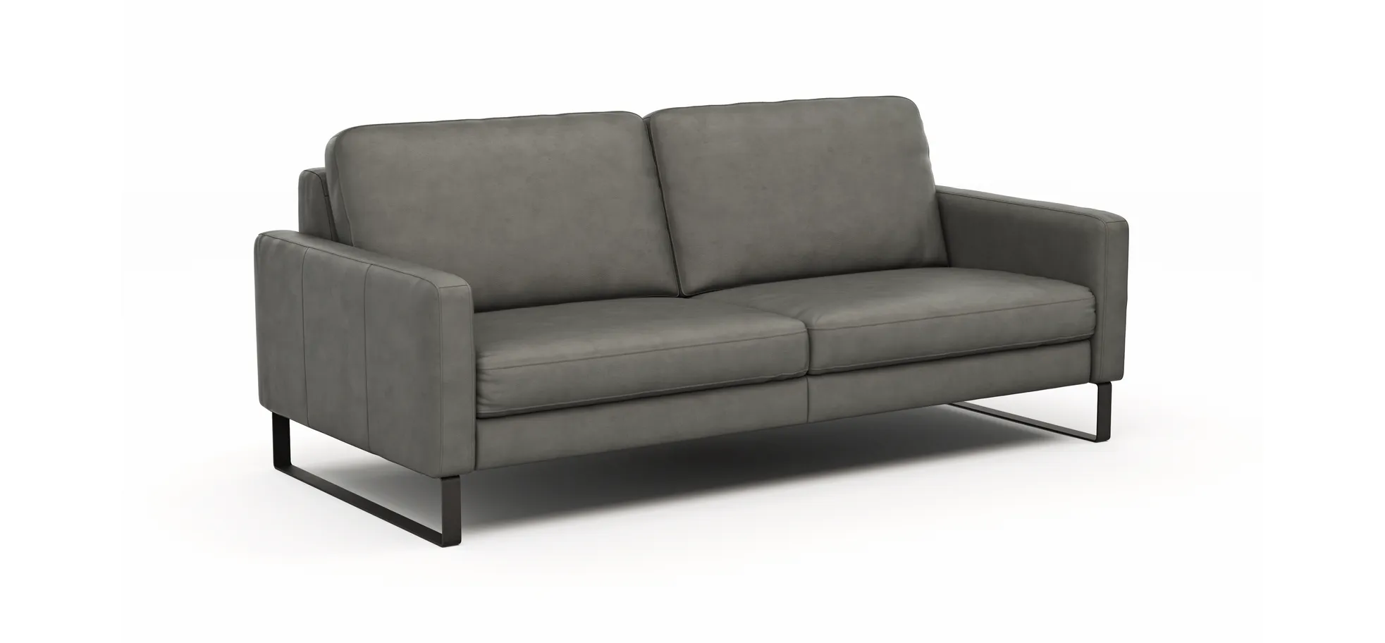 Sofa Enna - 3,5-Sitzer, Leder, Grau