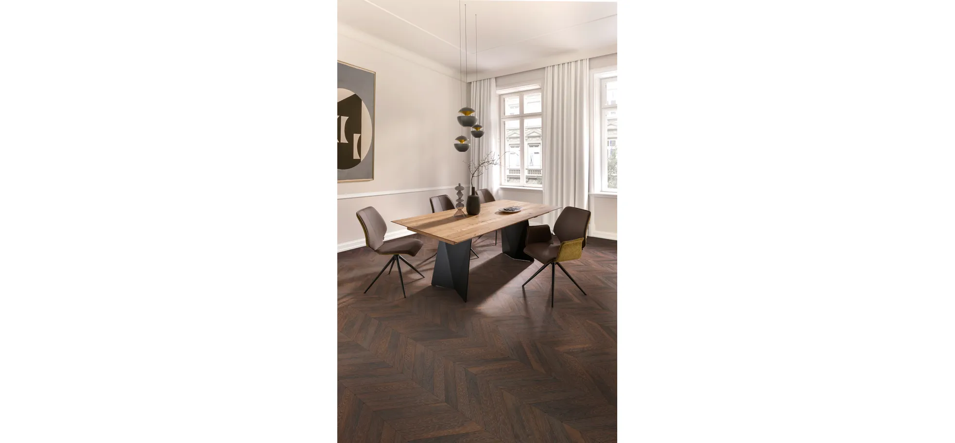 Armlehnstuhl Penthouse comfy - Drehbar, Kunstleder Dunkelbraun, Stoff, Pistazie