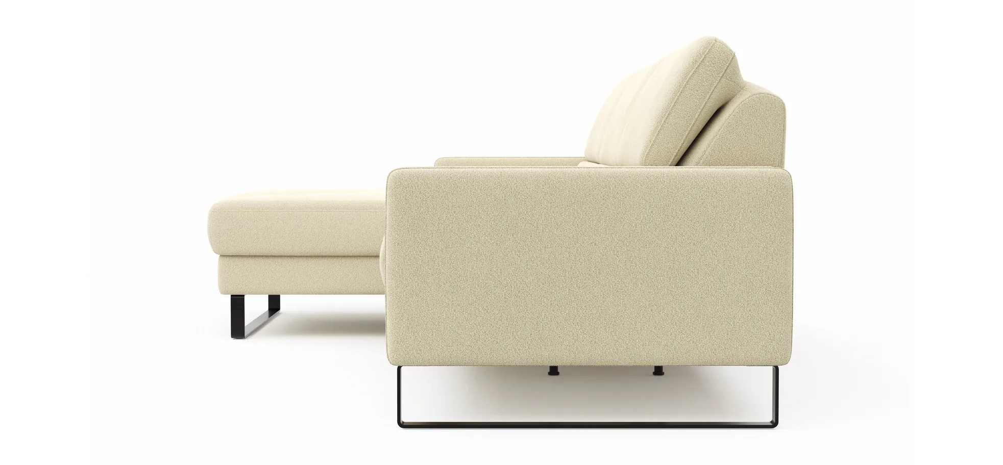 Ecksofa Valera - Longchair mit 3-Sitzer rechts inkl. Rückenlehne verstellbar, Stoff, Natur