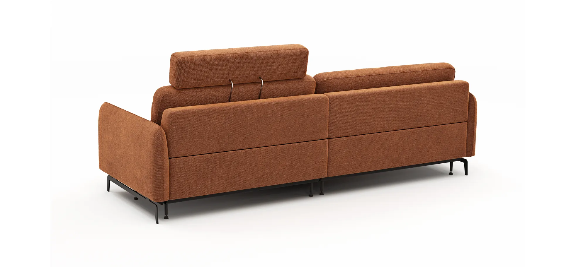 Ecksofa Enna - Longchair Links mit 1,75-Sitzer, inkl. motorischer Relaxfunktion, Stoff, Terracotta