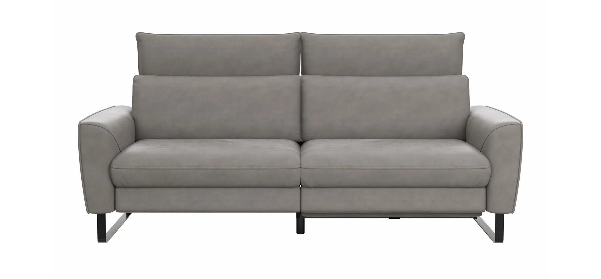 Sofa Avela - 3-Sitzer inkl. Relaxfunktion motorisch und Kopfteil verstellbar, Leder, Steingrau 1291430745