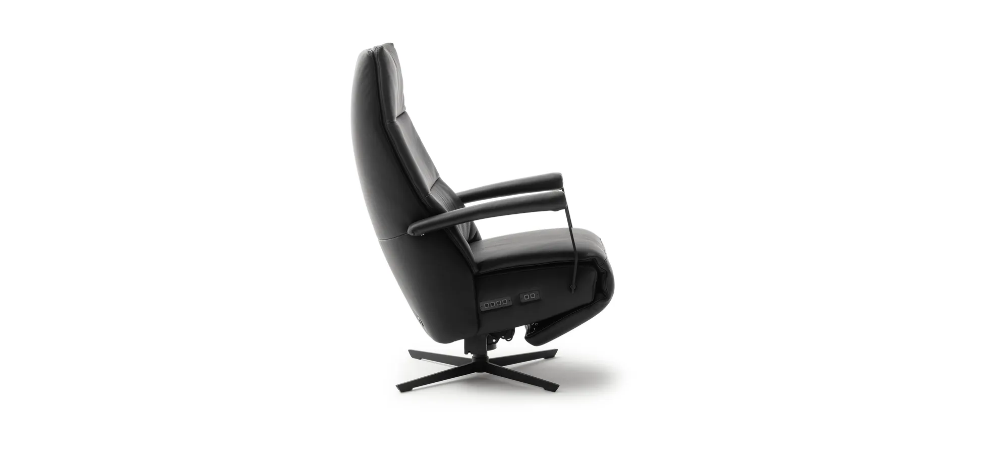 Sessel Possitano - motor. Relaxfunktion und Aufstehhilfe, Leder, Schwarz