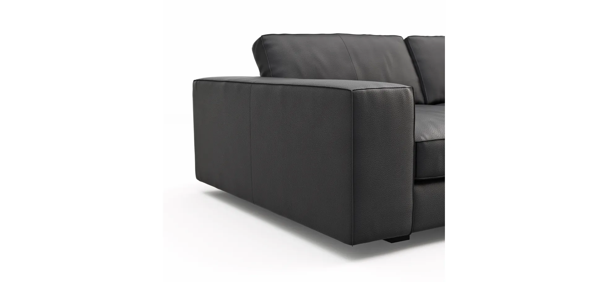 Sofa Aprino 1 - 3,5-Sitzer XXL, Dickleder, Schwarz, Armlehne Block breit