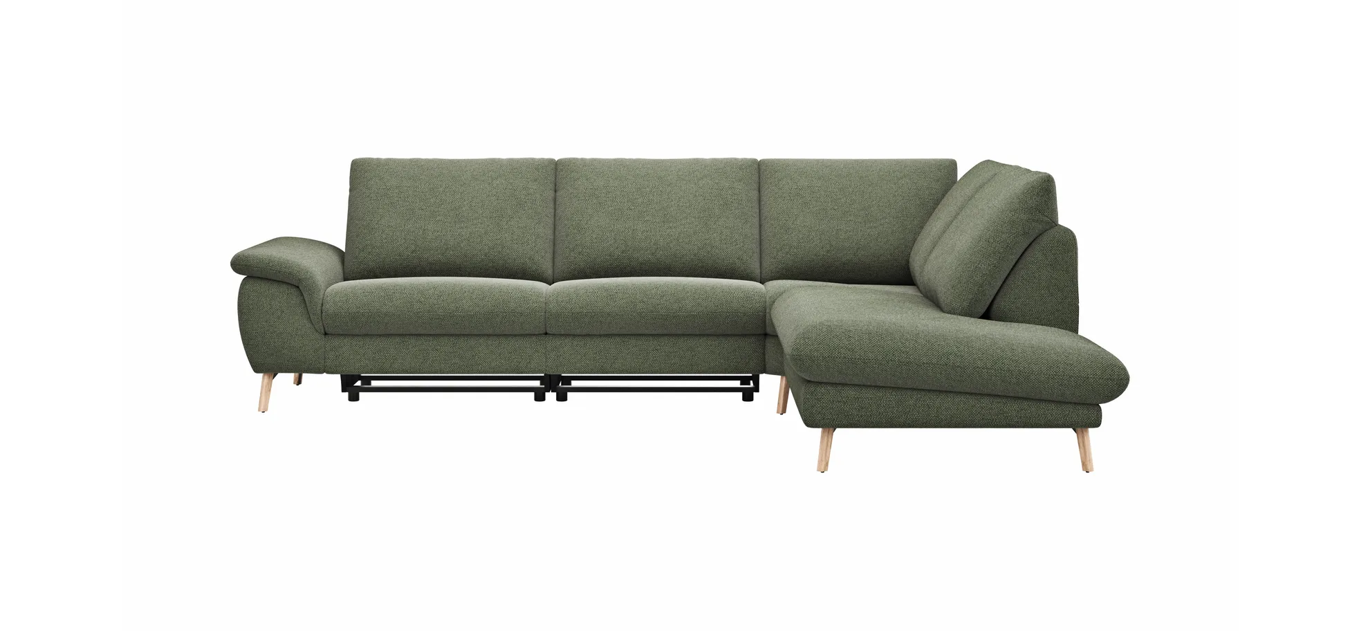 Ecksofa Gotera - 1,5-Sitzer med. + 1,5-Sitzer med. links mit Ecke und Abschlussteil rechts inkl. Rückenlehne verstellbar, Stoff, Olivgrün 1186885