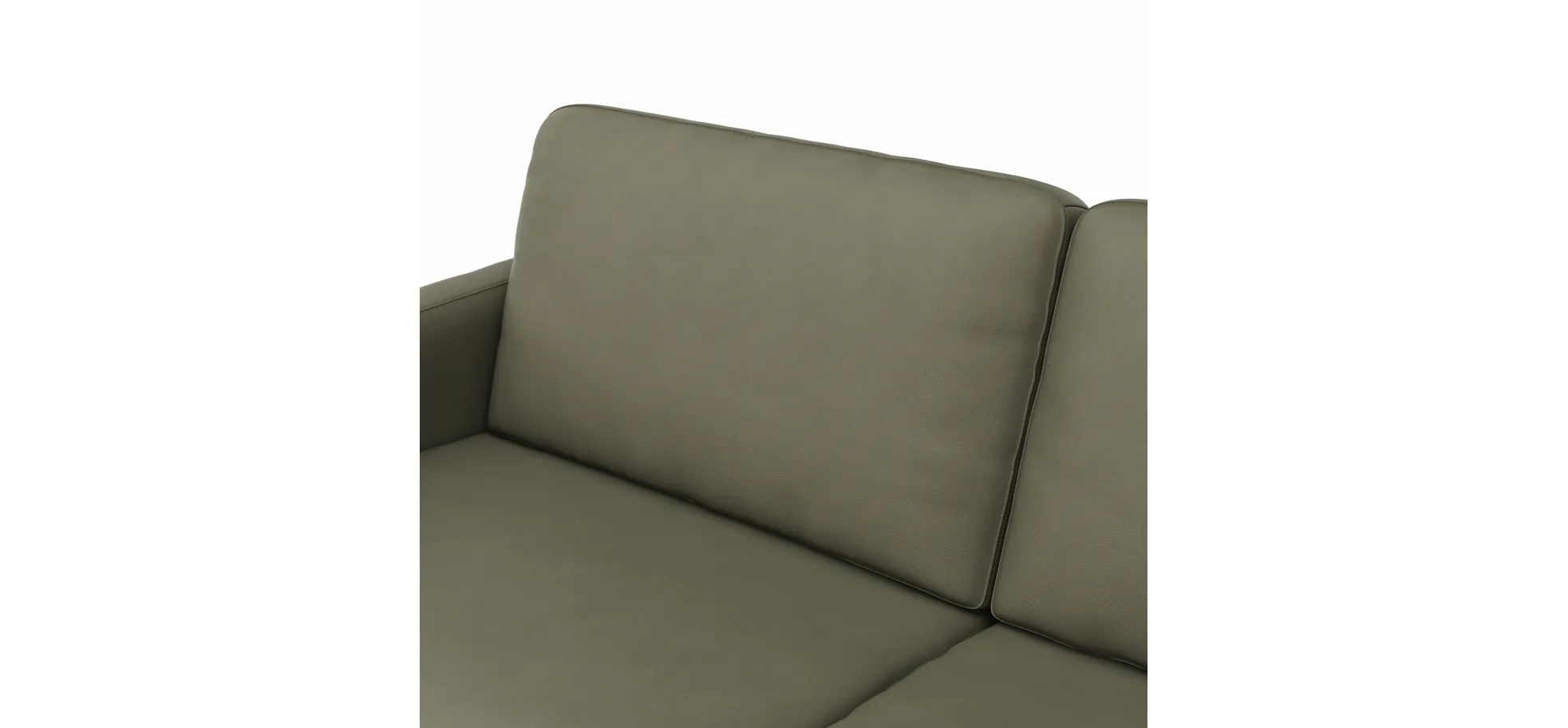 Sofa Enna - 3,5-Sitzer, Armlehne A, Leder, Olive, Kufe, Schwarz