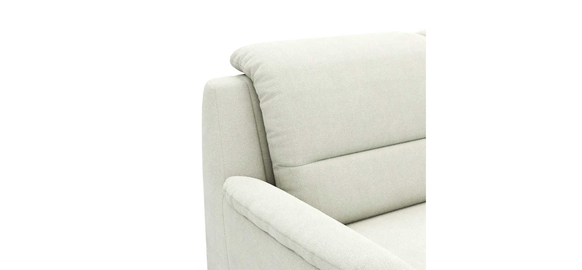 Ecksofa Cornella Plus - 2-Sitzer links mit Ecke und Abschlussteil rechts, Stoff, Creme