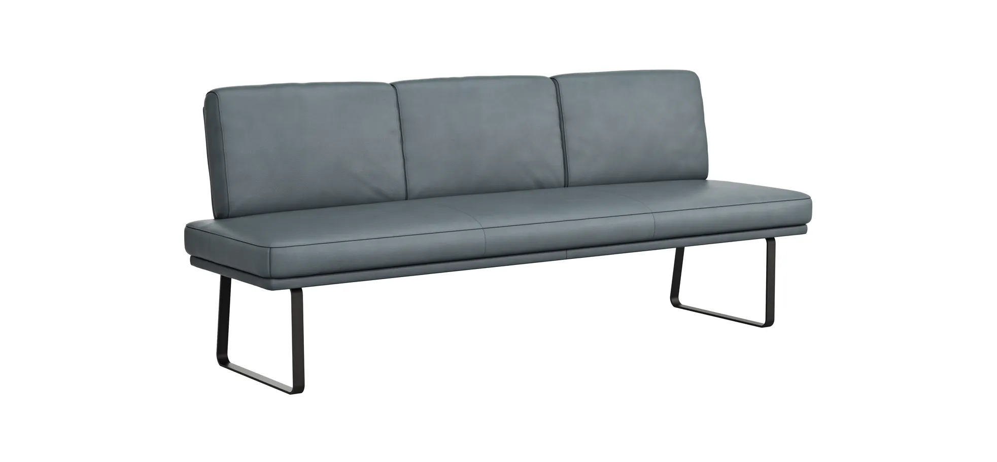 Bank Valloni - B ca. 221 cm, mit Rückenlehne, Leder, Hellblau 115397