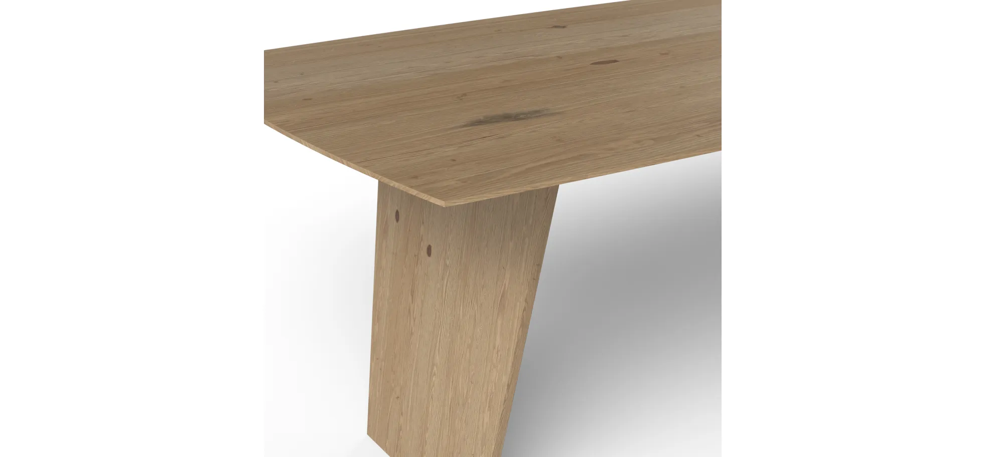 Esstisch 3100 - LB ca. 220x100 cm, Asteiche Bianco massiv, Holzwange
