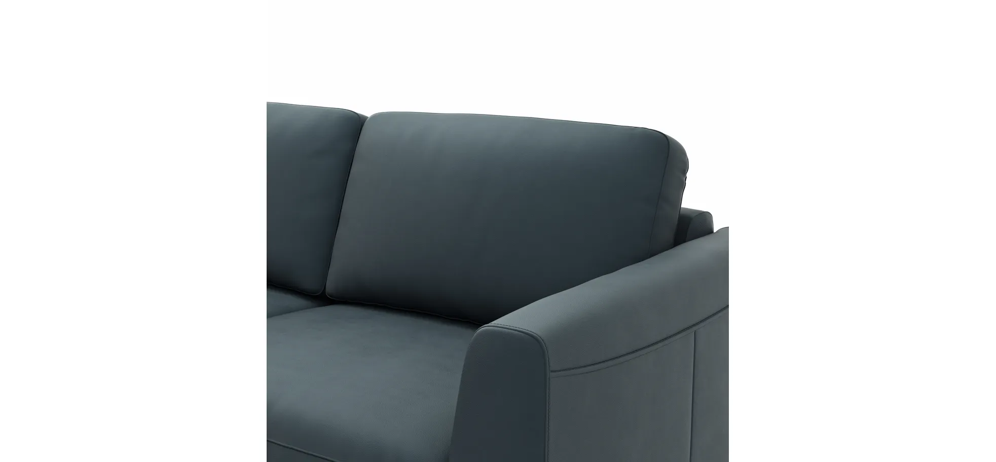 Ecksofa Oviedo - Ecke links mit 2-Sitzer, Leder, Dunkelblau