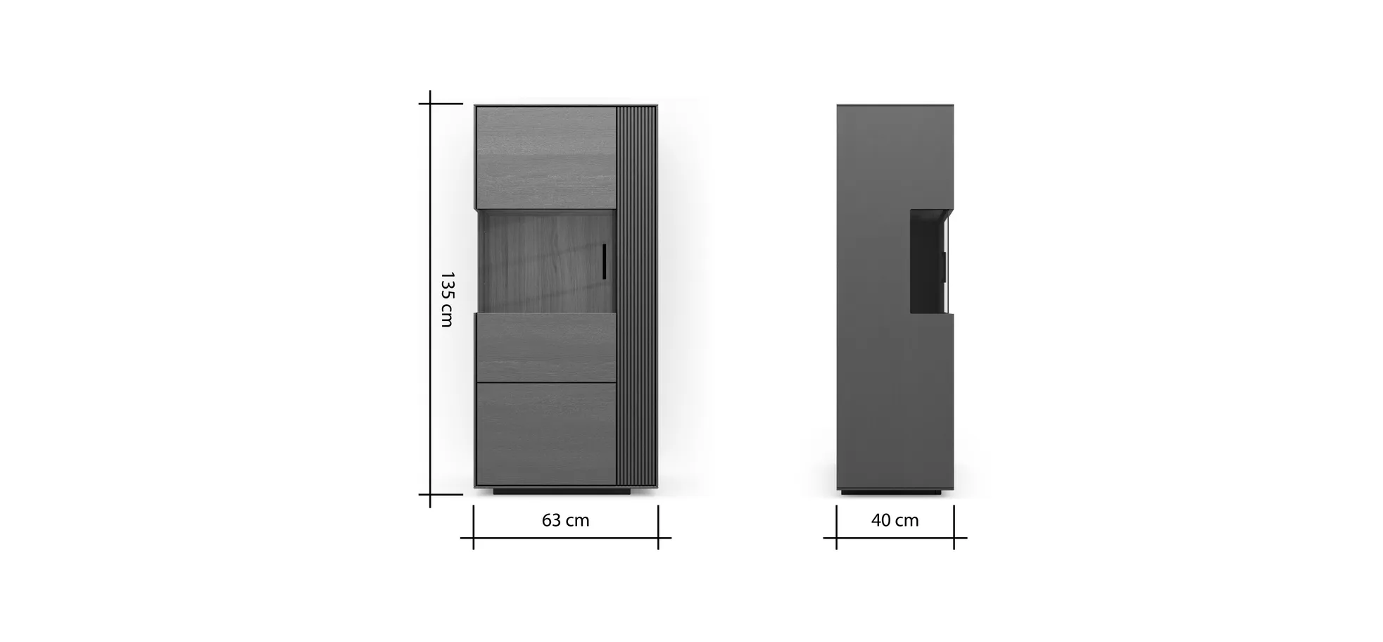 Vitrine Estana - Eiche massiv, Anthrazit