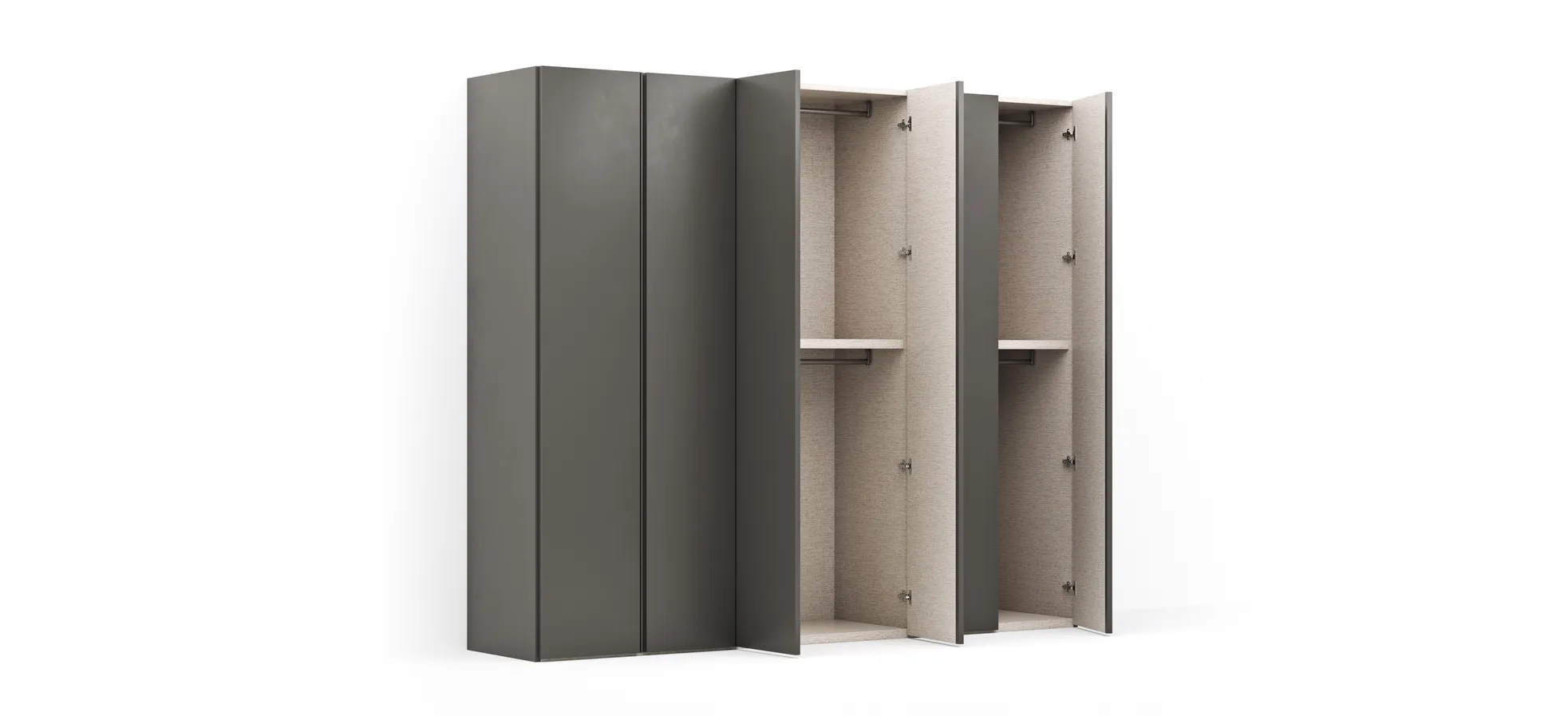Drehtürenschrank Loretto - B ca. 280 cm, Melamin matt, Anthrazit