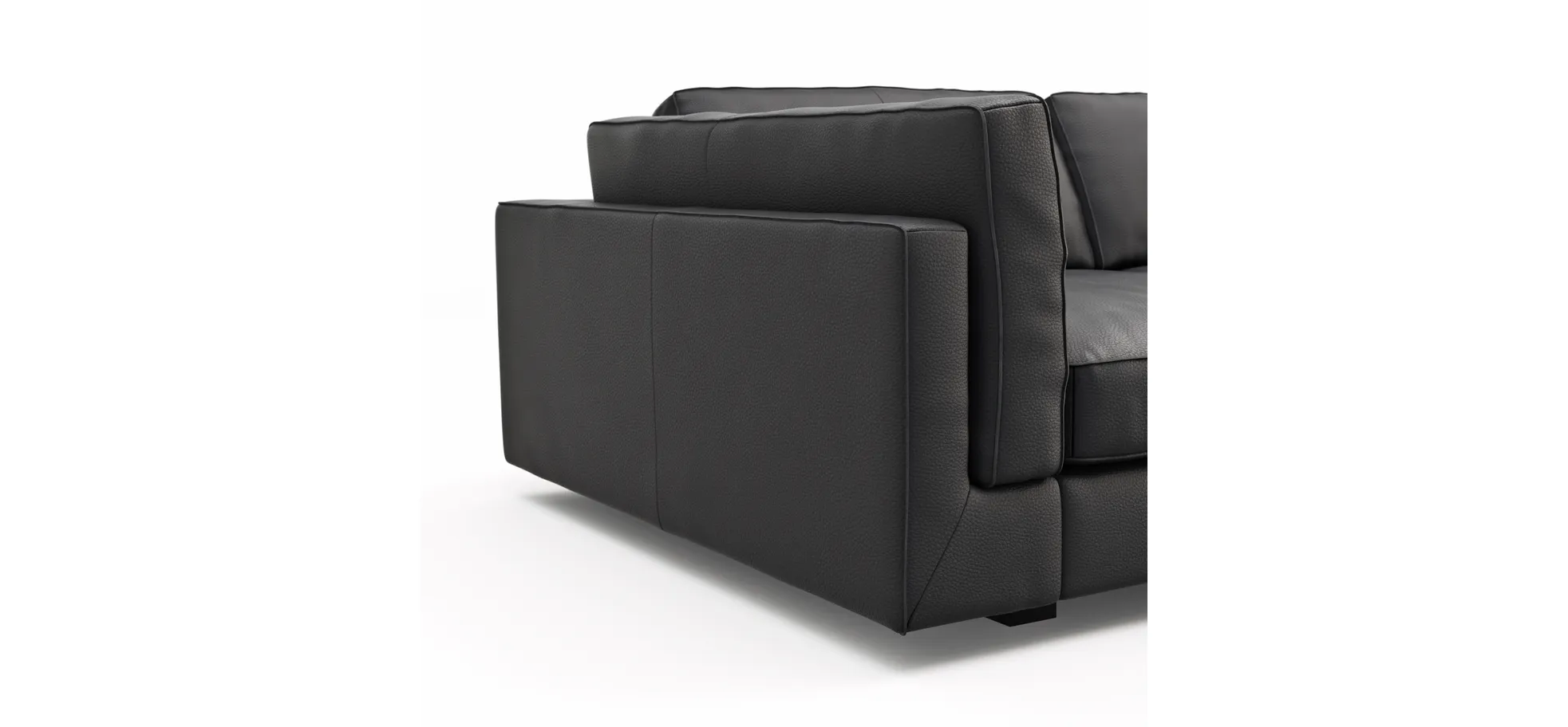Sofa Aprino 3 - 3,5-Sitzer XXL, Dickleder, Schwarz, Armlehne Kissen