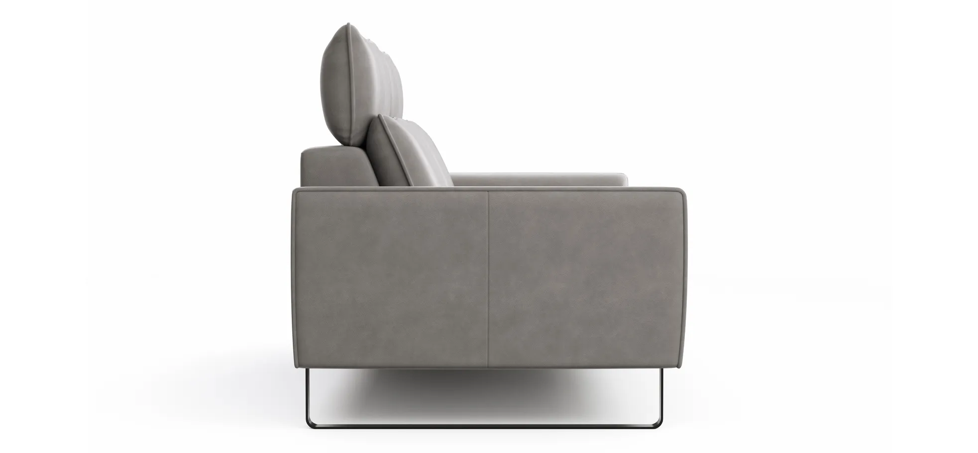 Sofa Avela - 2-Sitzer inkl. Kopfteil verstellbar, Leder, Steingrau