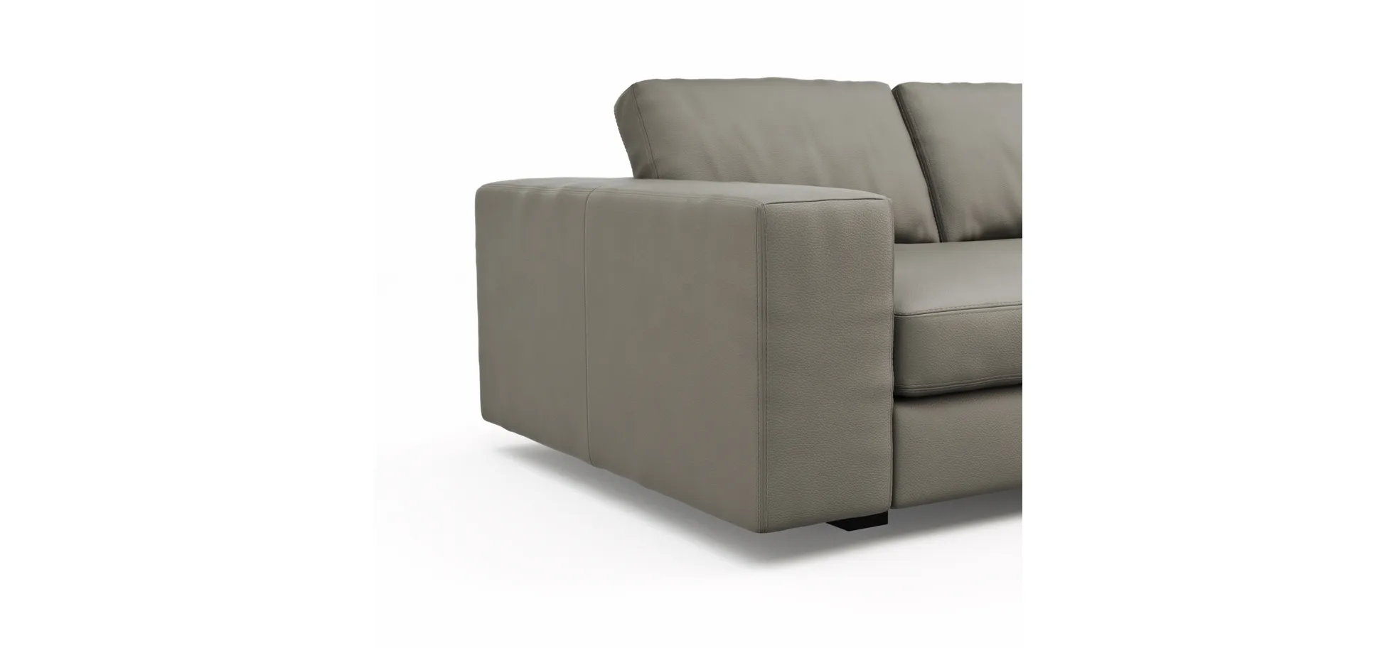 Ecksofa Aprino 1 - 2,5-Sitzer mit Longchair rechts, Leder, Grau