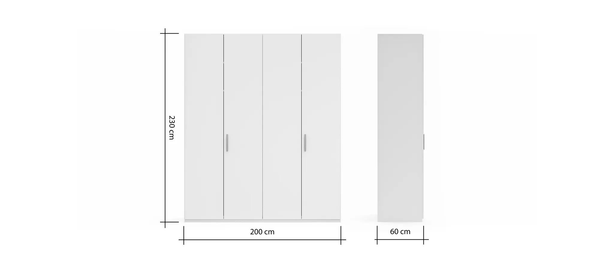 Drehtürenschrank Viana - B. ca. 200 cm, Lack, Steingrau